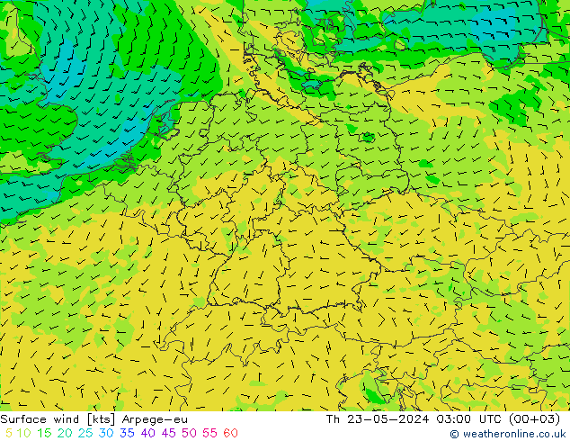 风 10 米 Arpege-eu 星期四 23.05.2024 03 UTC