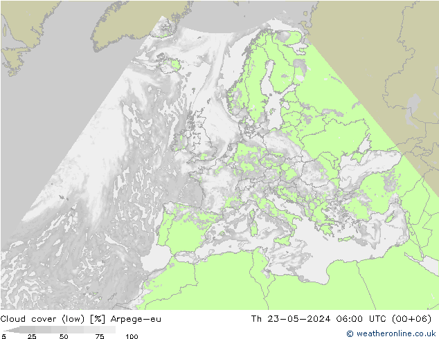 Nubes bajas Arpege-eu jue 23.05.2024 06 UTC