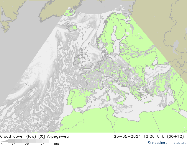 Nubi basse Arpege-eu gio 23.05.2024 12 UTC