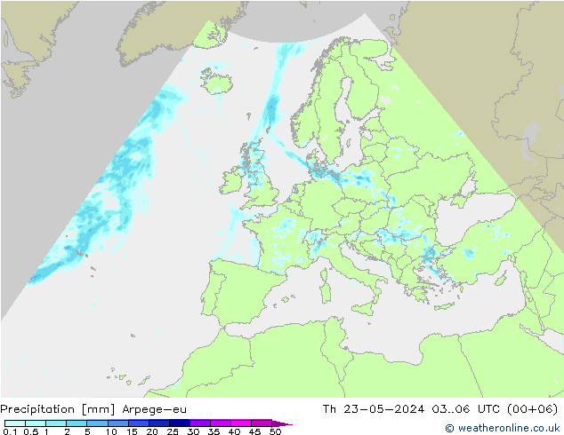 降水 Arpege-eu 星期四 23.05.2024 06 UTC