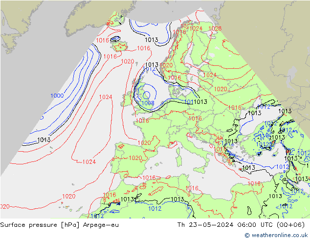 Surface pressure Arpege-eu Th 23.05.2024 06 UTC
