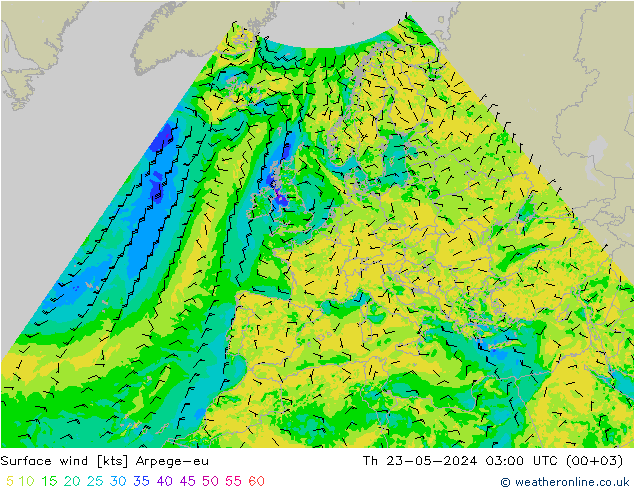 风 10 米 Arpege-eu 星期四 23.05.2024 03 UTC