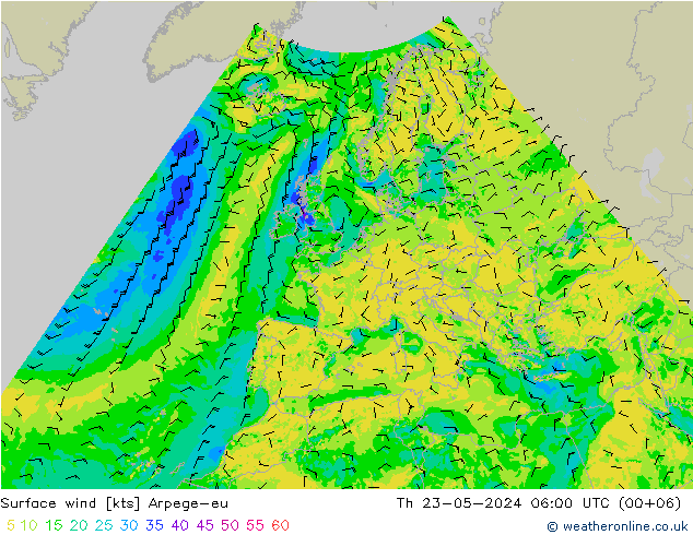 风 10 米 Arpege-eu 星期四 23.05.2024 06 UTC