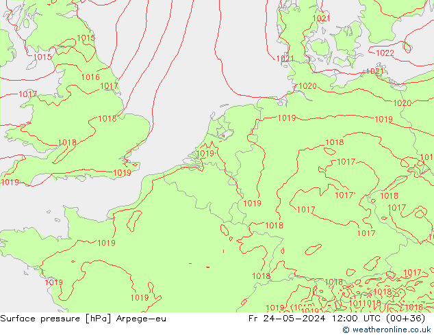 Surface pressure Arpege-eu Fr 24.05.2024 12 UTC