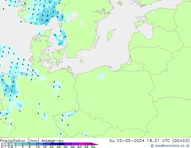 Srážky Arpege-eu Ne 26.05.2024 21 UTC