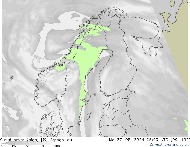 Wolken (hohe) Arpege-eu Mo 27.05.2024 06 UTC