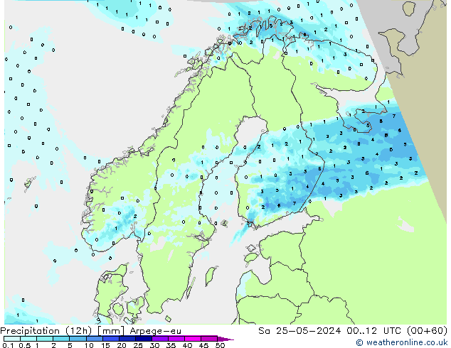 降水量 (12h) Arpege-eu 星期六 25.05.2024 12 UTC