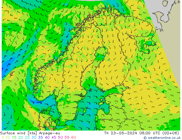 风 10 米 Arpege-eu 星期四 23.05.2024 06 UTC