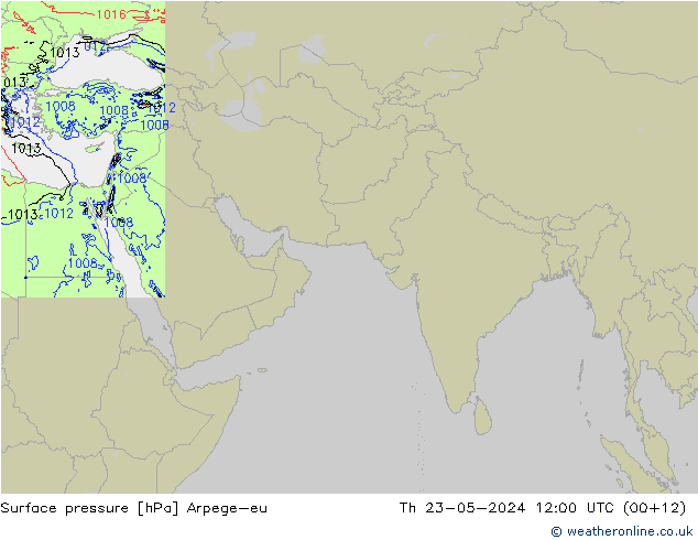 地面气压 Arpege-eu 星期四 23.05.2024 12 UTC