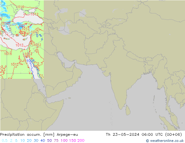 Precipitation accum. Arpege-eu 星期四 23.05.2024 06 UTC