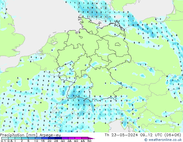 降水 Arpege-eu 星期四 23.05.2024 12 UTC
