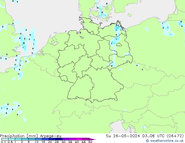 Precipitation Arpege-eu Su 26.05.2024 06 UTC