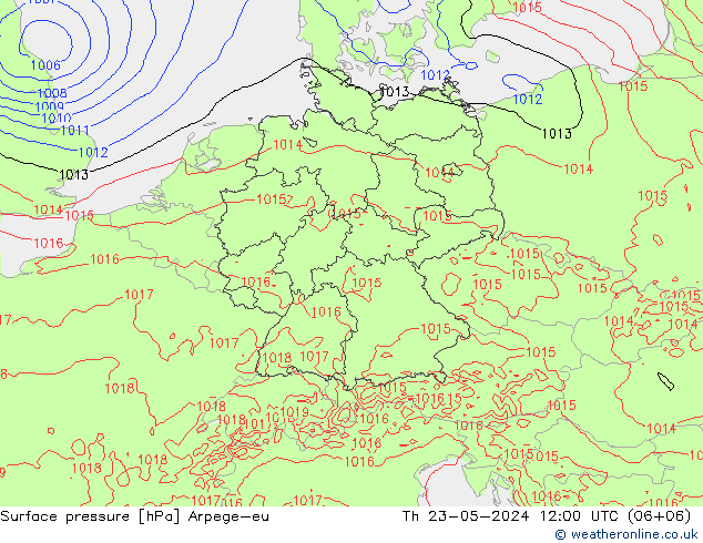 Luchtdruk (Grond) Arpege-eu do 23.05.2024 12 UTC