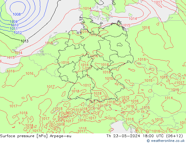 Bodendruck Arpege-eu Do 23.05.2024 18 UTC