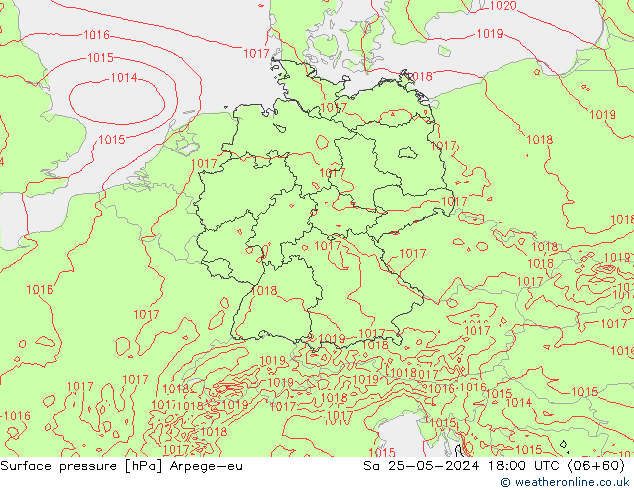 Atmosférický tlak Arpege-eu So 25.05.2024 18 UTC