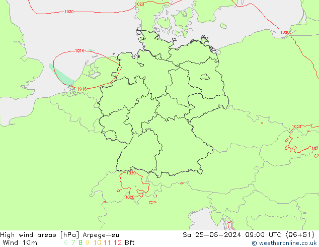 Windvelden Arpege-eu za 25.05.2024 09 UTC