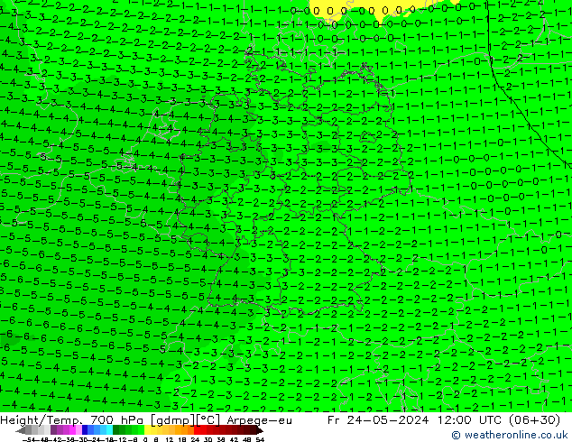 Height/Temp. 700 hPa Arpege-eu  24.05.2024 12 UTC