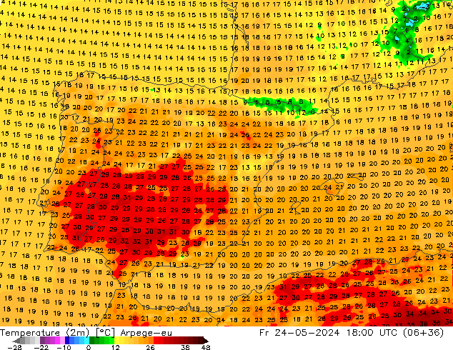 Temperature (2m) Arpege-eu Fr 24.05.2024 18 UTC