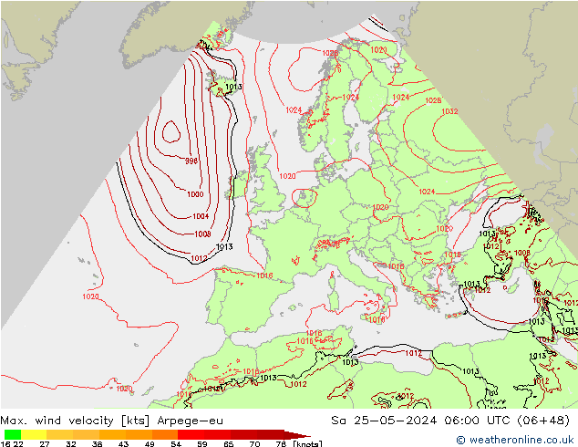 Maks. Rüzgar Hızı Arpege-eu Cts 25.05.2024 06 UTC