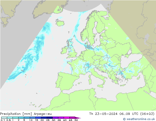 Niederschlag Arpege-eu Do 23.05.2024 09 UTC