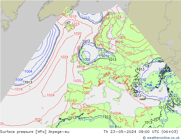 Surface pressure Arpege-eu Th 23.05.2024 09 UTC