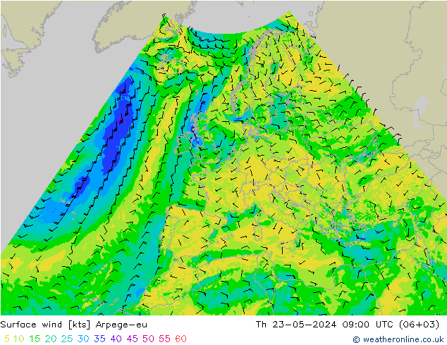 风 10 米 Arpege-eu 星期四 23.05.2024 09 UTC
