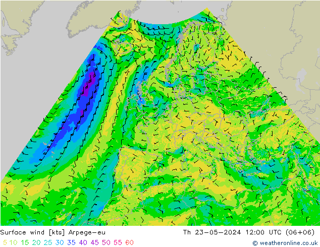 风 10 米 Arpege-eu 星期四 23.05.2024 12 UTC