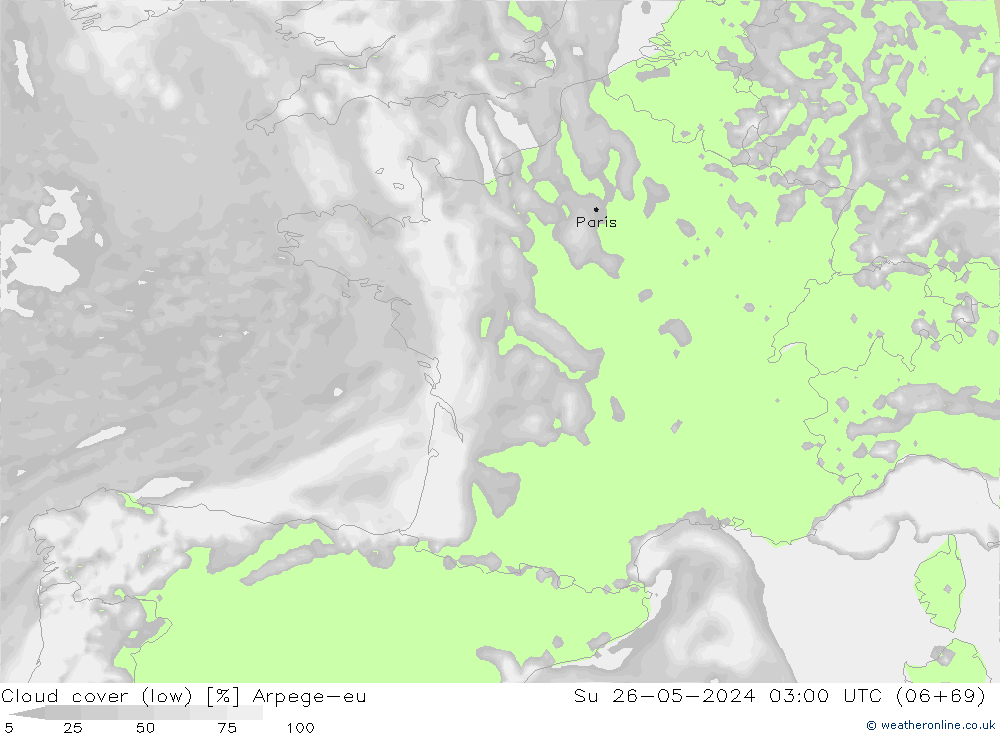 Bewolking (Laag) Arpege-eu zo 26.05.2024 03 UTC