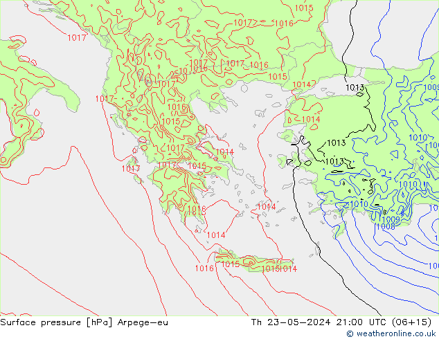 Luchtdruk (Grond) Arpege-eu do 23.05.2024 21 UTC