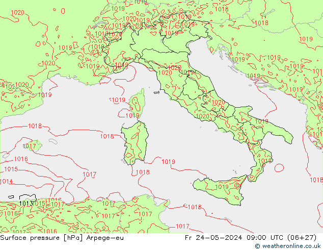приземное давление Arpege-eu пт 24.05.2024 09 UTC