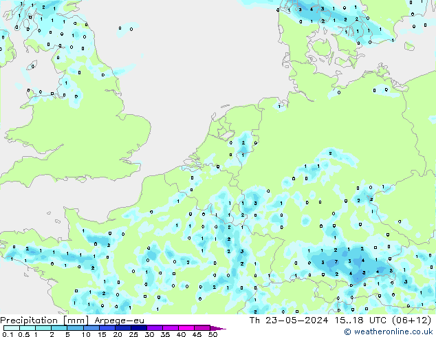降水 Arpege-eu 星期四 23.05.2024 18 UTC