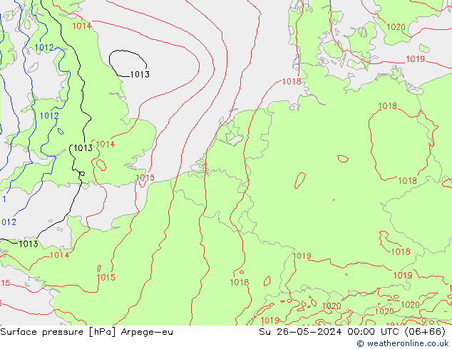 地面气压 Arpege-eu 星期日 26.05.2024 00 UTC
