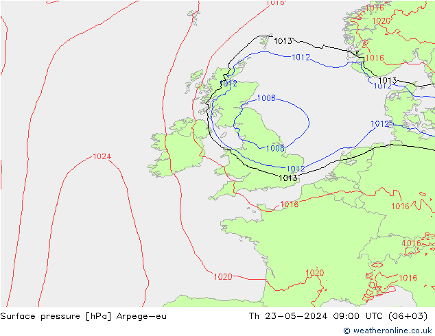 pressão do solo Arpege-eu Qui 23.05.2024 09 UTC