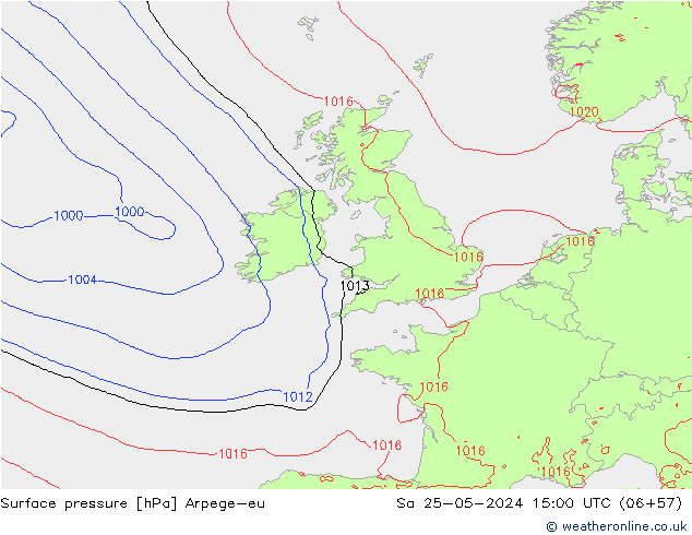 приземное давление Arpege-eu сб 25.05.2024 15 UTC