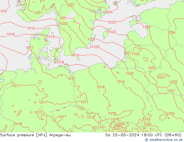 Surface pressure Arpege-eu Sa 25.05.2024 18 UTC