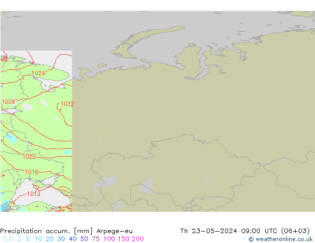 Precipitation accum. Arpege-eu Th 23.05.2024 09 UTC