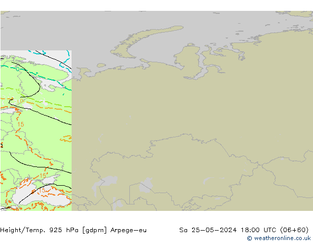 Height/Temp. 925 hPa Arpege-eu Sáb 25.05.2024 18 UTC