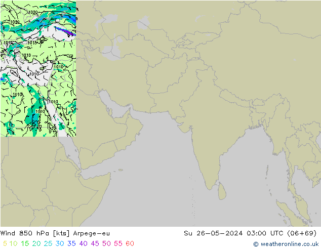 Wind 850 hPa Arpege-eu Su 26.05.2024 03 UTC