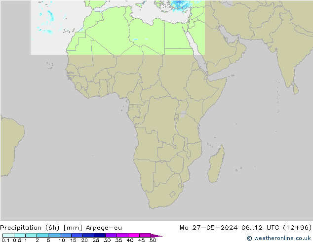 Precipitação (6h) Arpege-eu Seg 27.05.2024 12 UTC