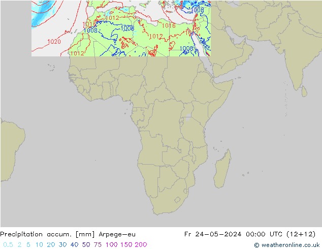 Precipitation accum. Arpege-eu Pá 24.05.2024 00 UTC