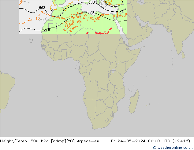 Yükseklik/Sıc. 500 hPa Arpege-eu Cu 24.05.2024 06 UTC