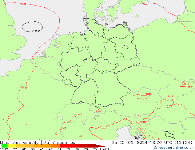 Windböen Arpege-eu Sa 25.05.2024 18 UTC