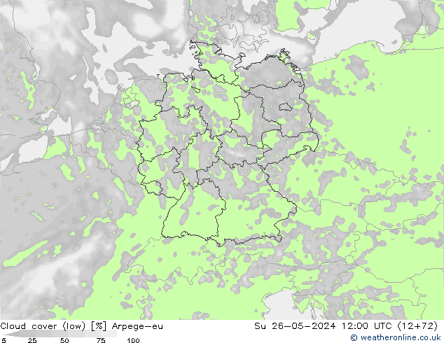 zachmurzenie (niskie) Arpege-eu nie. 26.05.2024 12 UTC