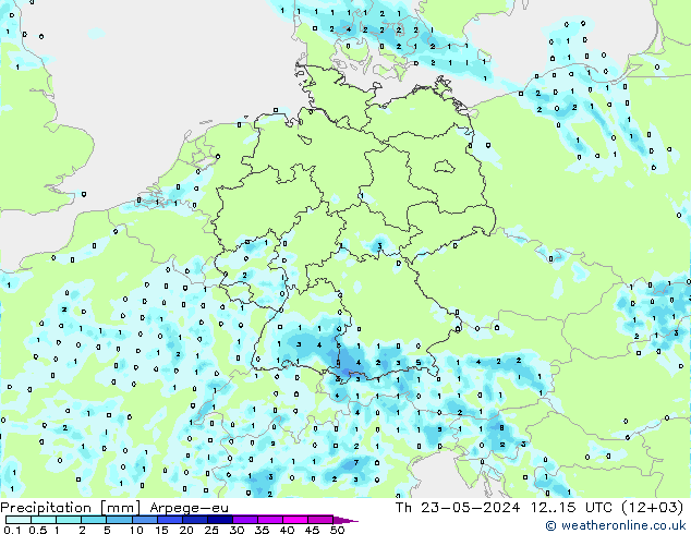 Srážky Arpege-eu Čt 23.05.2024 15 UTC