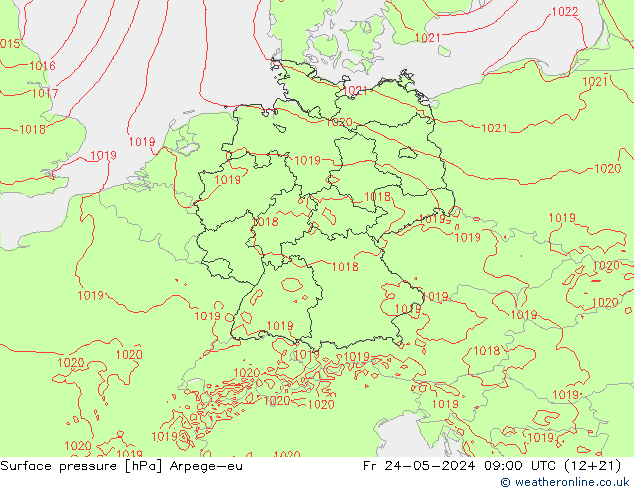地面气压 Arpege-eu 星期五 24.05.2024 09 UTC