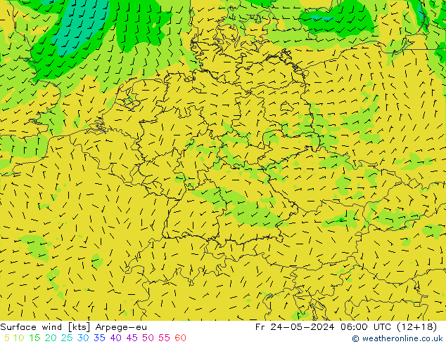 Surface wind Arpege-eu Pá 24.05.2024 06 UTC