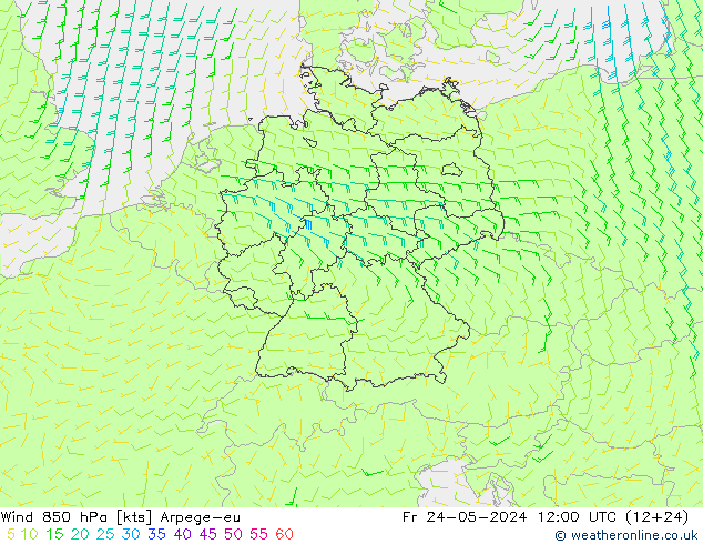 Wind 850 hPa Arpege-eu Fr 24.05.2024 12 UTC