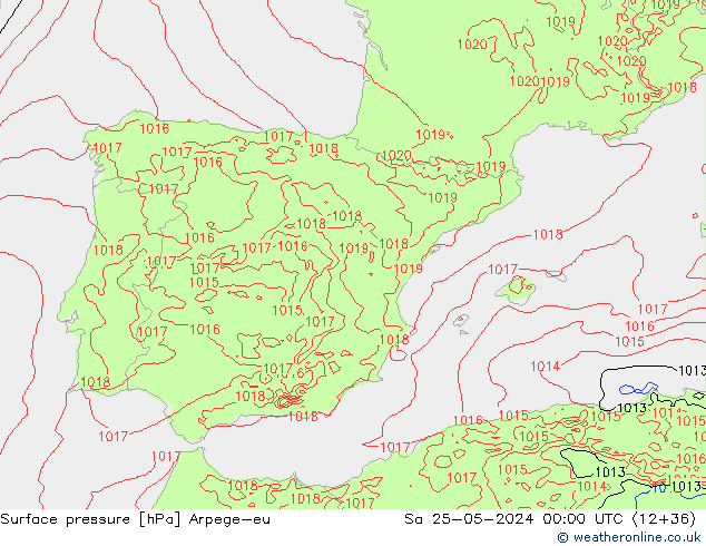 Luchtdruk (Grond) Arpege-eu za 25.05.2024 00 UTC