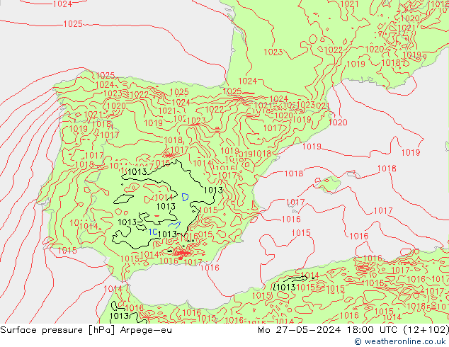 приземное давление Arpege-eu пн 27.05.2024 18 UTC