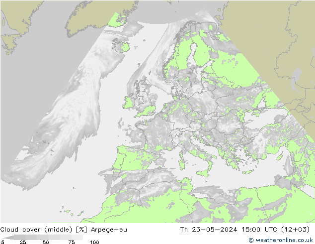 Nubi medie Arpege-eu gio 23.05.2024 15 UTC